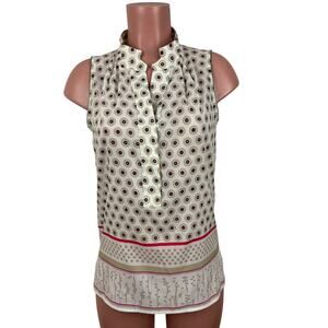 Faconnable Sleeveless Popover Shirt US 6 geometric office career blouse preppy